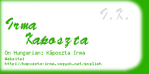 irma kaposzta business card